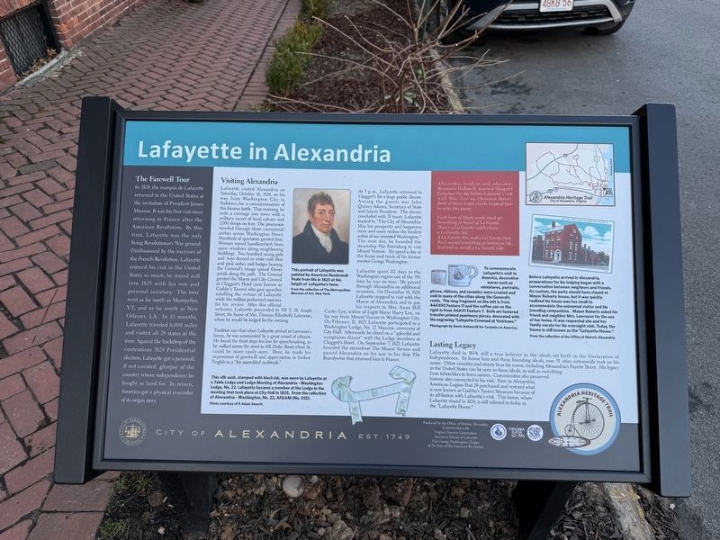 Lafayette in Alexandria Marker. Click for full size. Lafayette in Alexandria Marker image. Click for full size.