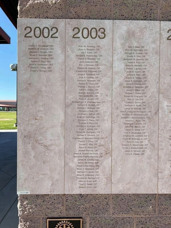 Operation Enduring Freedom/ Operation Iraqi Freedom Memorial image. Click for full size.
