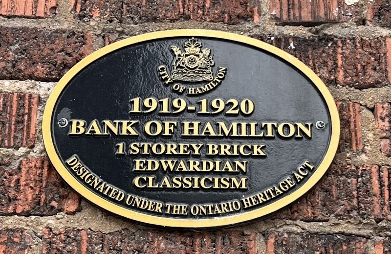 Bank of Hamilton Marker image. Click for full size.
