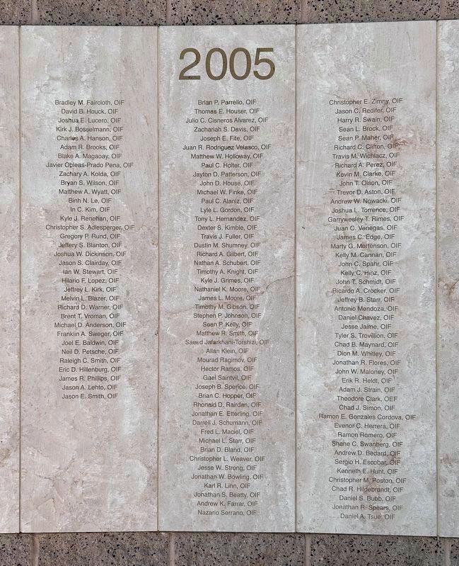 Operation Enduring Freedom/ Operation Iraqi Freedom Memorial image. Click for full size.