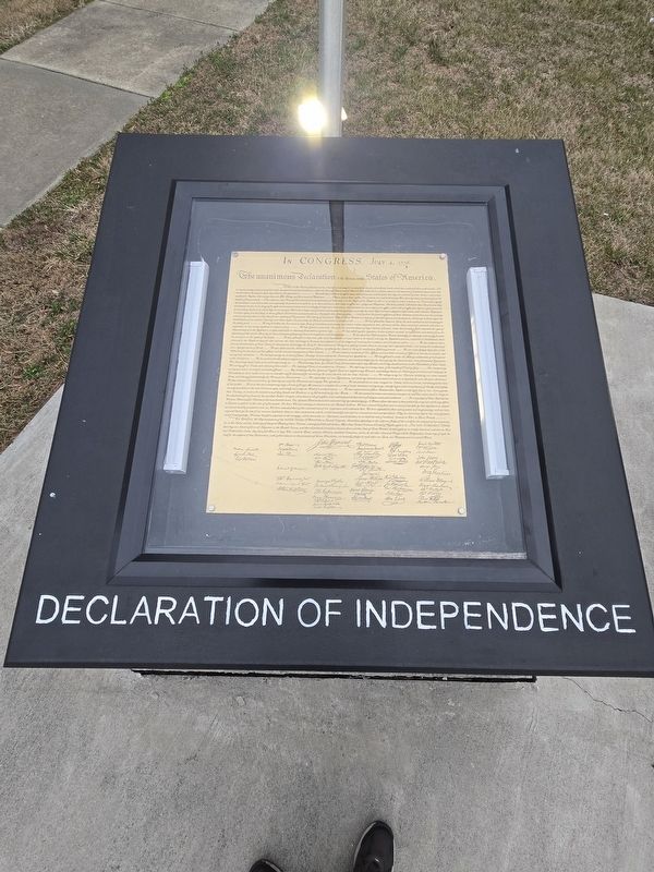 The Charters of Freedom Marker - replica display of the Declaration of Independence. Click for full size. The Charters of Freedom Marker - replica display of the Declaration of Independence image. Click for full size.