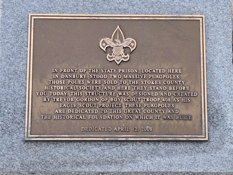 Stokes County Historical Society Flagpoles Marker. Click for full size. Stokes County Historical Society Flagpoles Marker image. Click for full size.