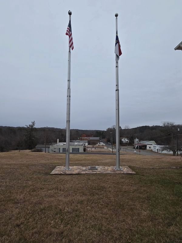 Stokes County Historical Society Flagpoles and Marker looking towards North Mill Hill Street. Click for full size. Stokes County Historical Society Flagpoles and Marker looking towards North Mill Hill Street image. Click for full size.