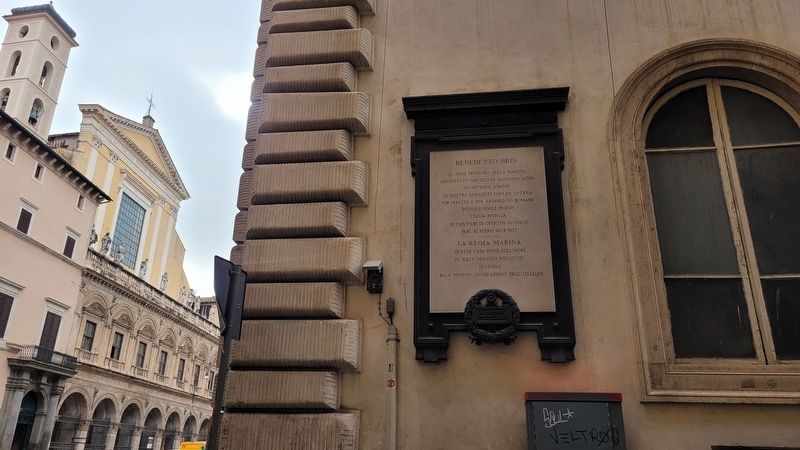The view of the Benedetto Brin Marker along the corner of the building. Click for full size. The view of the Benedetto Brin Marker along the corner of the building image. Click for full size.