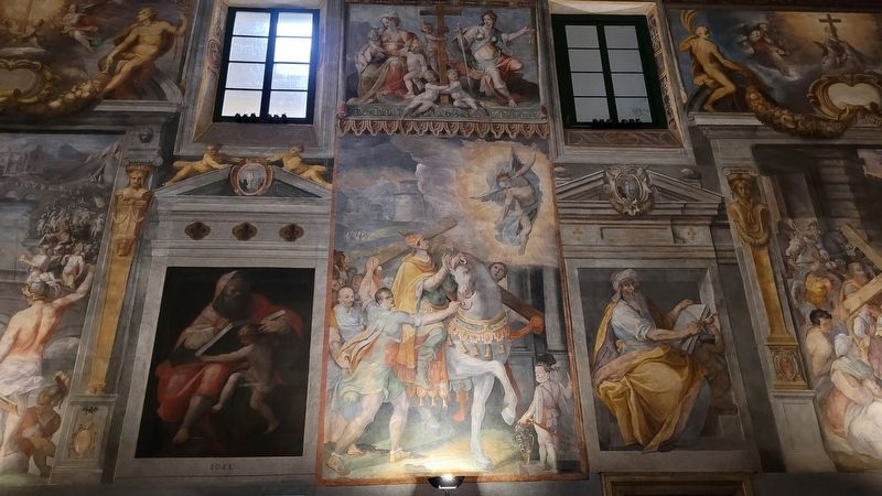 The view of the beautiful artwork along the interior wall of the church image. Click for full size.
