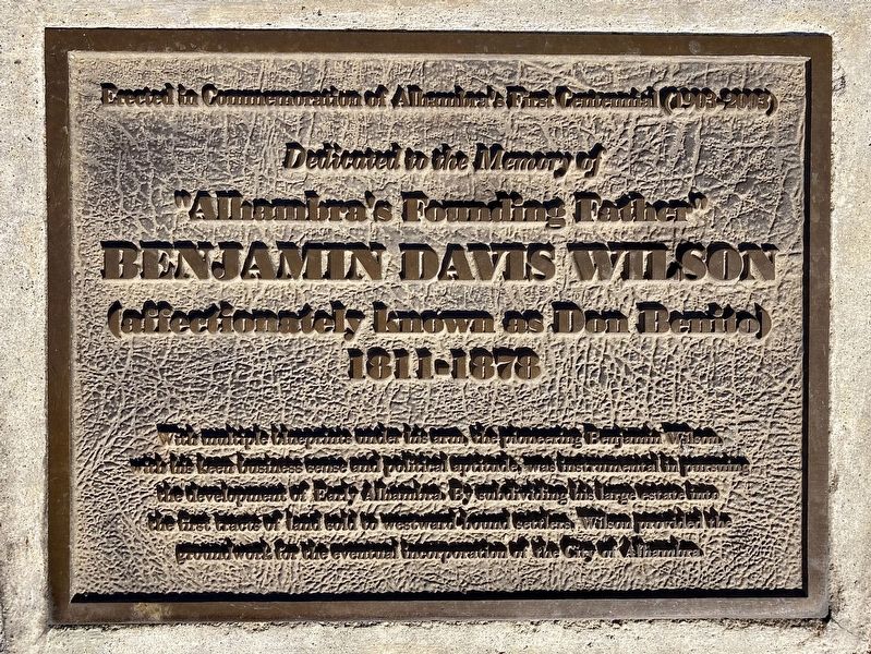 Benjamin Davis Wilson Marker. Click for full size. Benjamin Davis Wilson Marker image. Click for full size.