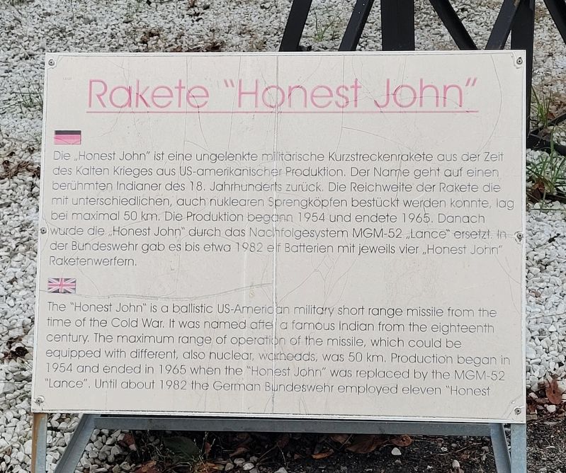 Rakete "Honest John" / Rocket "Honest John" Marker. Click for full size. Rakete "Honest John" / Rocket "Honest John" Marker image. Click for full size.
