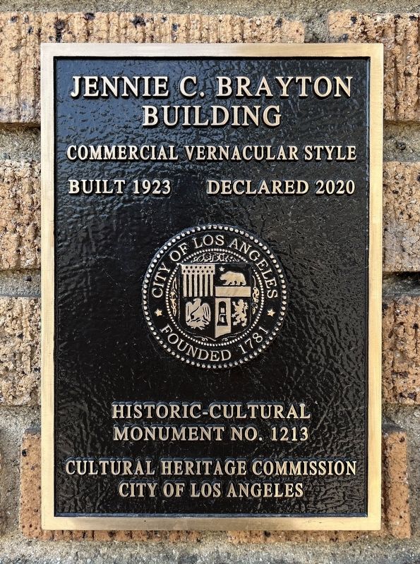 Jennie C. Brayton Building Marker. Click for full size. Jennie C. Brayton Building Marker image. Click for full size.