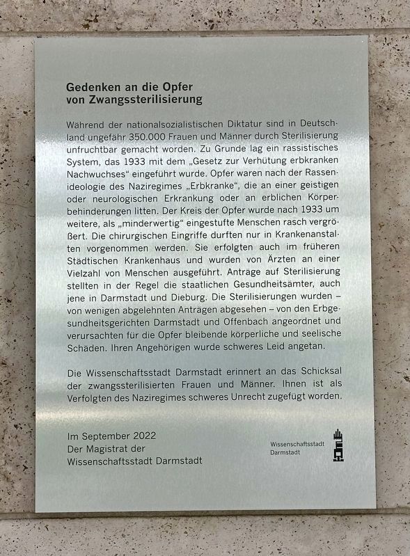 Victims of Forced Sterilization Memorial Marker image. Click for full size.