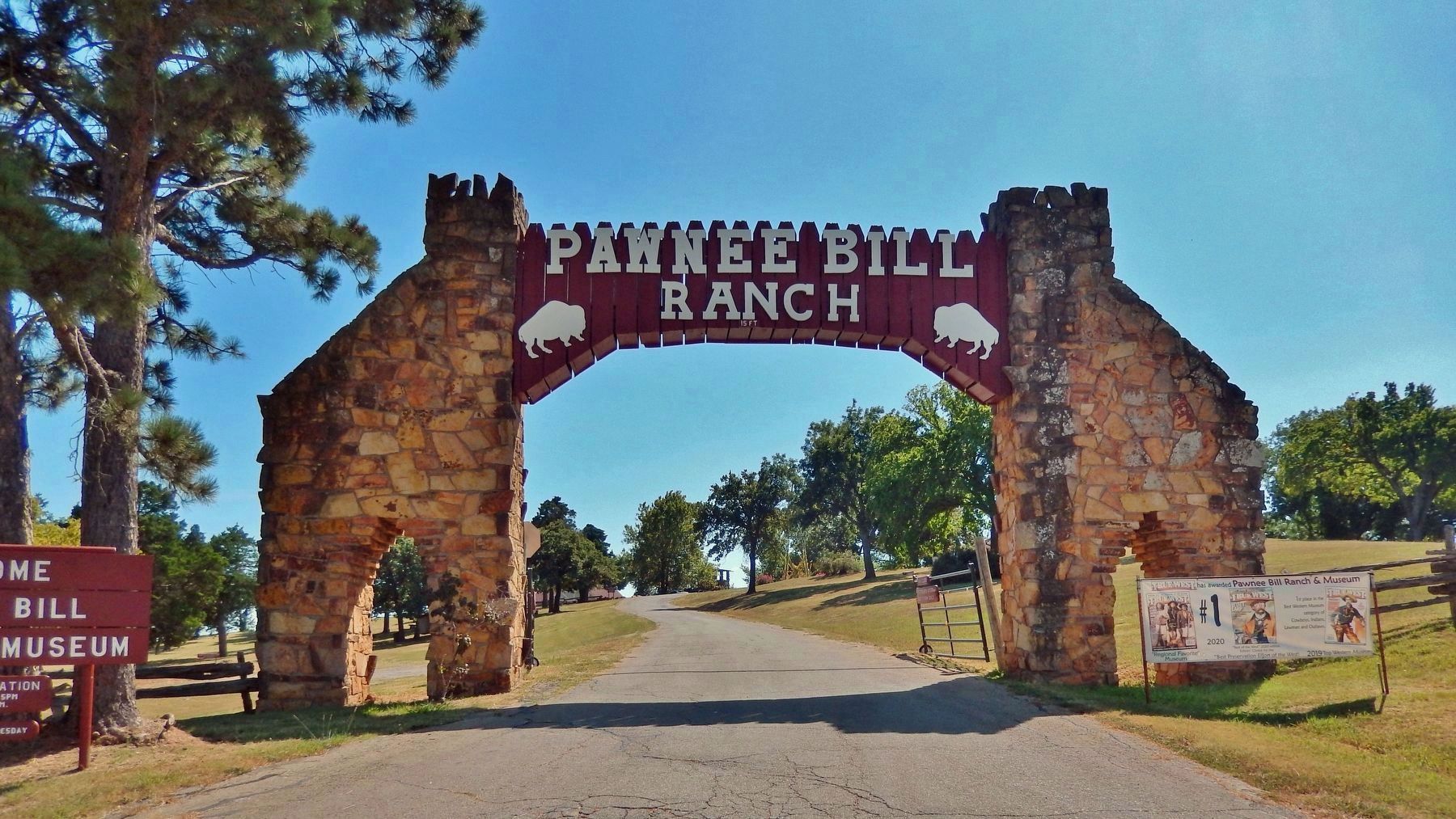 Pawnee Bill Ranch Entrance Gate. Click for full size. Pawnee Bill Ranch Entrance Gate image. Click for full size.