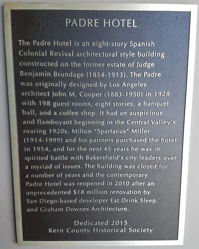 Padre Hotel Marker image. Click for full size.