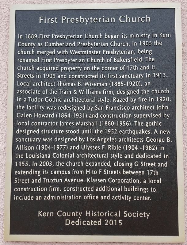 First Presbyterian Church Marker image. Click for full size.