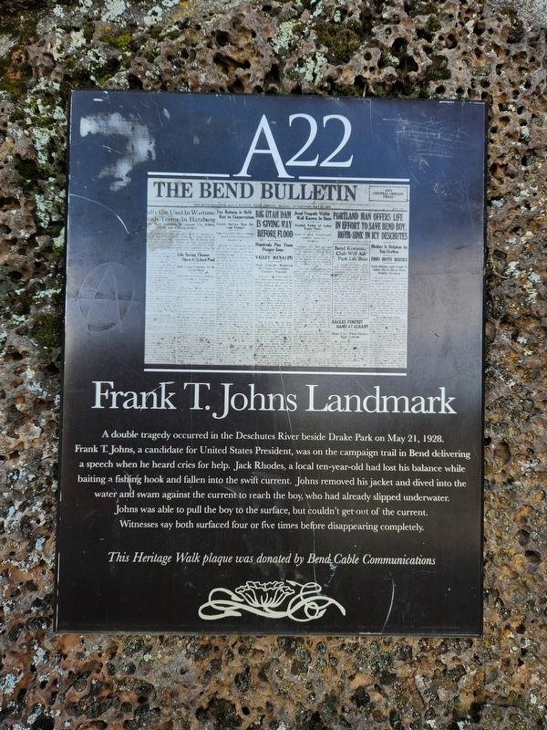 Frank T. Johns Landmark Marker image. Click for full size.
