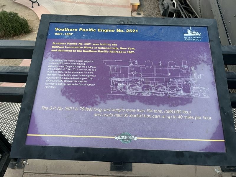 Southern Pacific Engine No. 2521 Marker. Click for full size. Southern Pacific Engine No. 2521 Marker image. Click for full size.