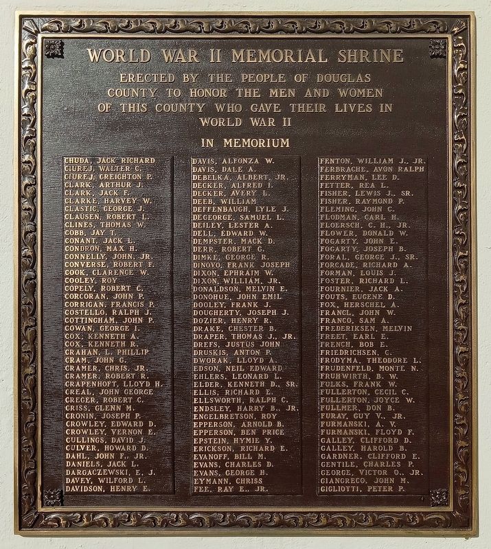 Douglas County World War II Memorial Shrine panel 2 image. Click for full size.