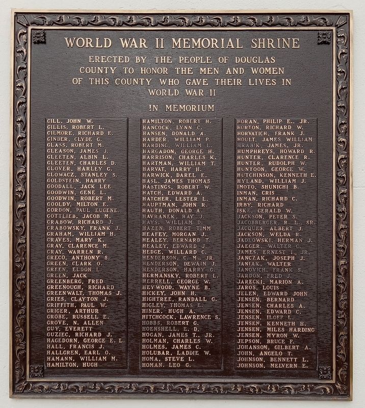 Douglas County World War II Memorial Shrine panel 3 image. Click for full size.