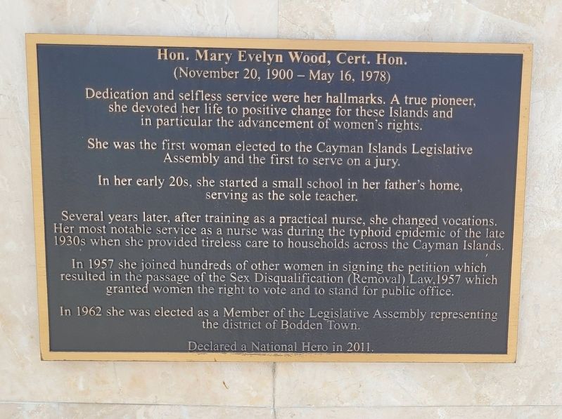 Hon. Mary Evelyn Wood, Cert. Hon. Marker image. Click for full size.
