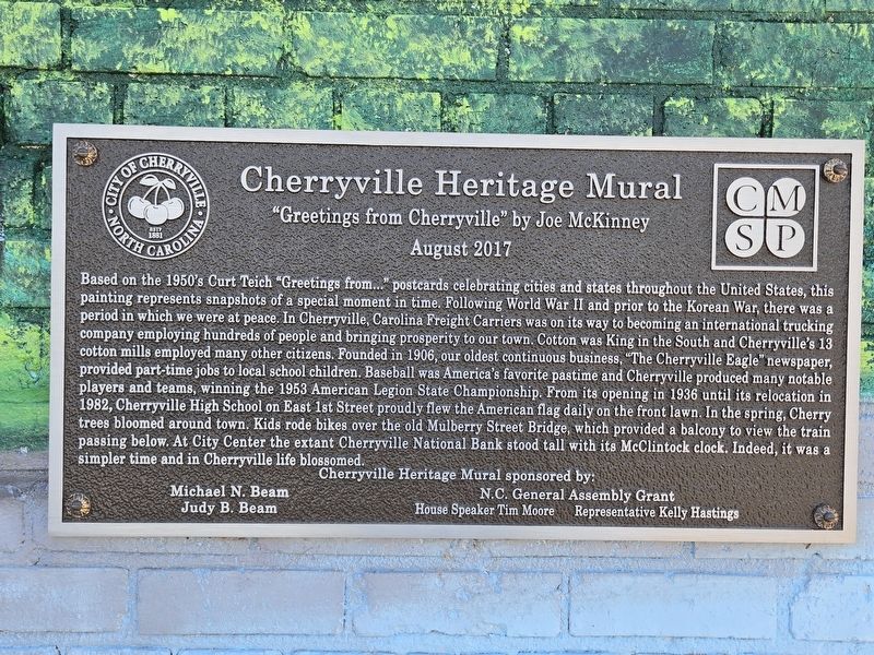 Cherryville Heritage Mural Marker image. Click for full size.