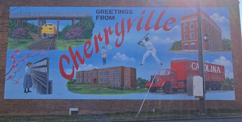 Cherryville Heritage Mural. Marker is at the bottom right corneris image. Click for full size.