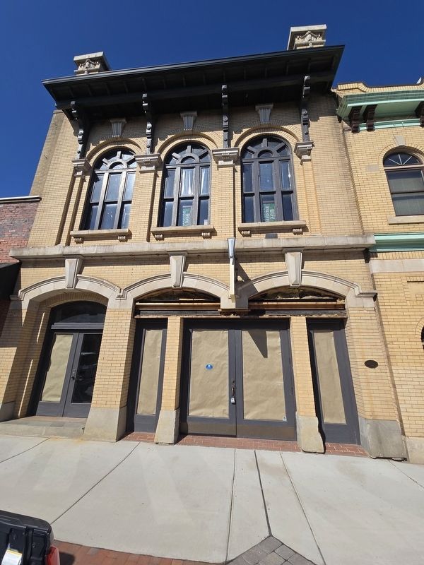 Former Cherryville City Hall, now home to the Cherryville Historical Society. Marker is to the right image. Click for full size.