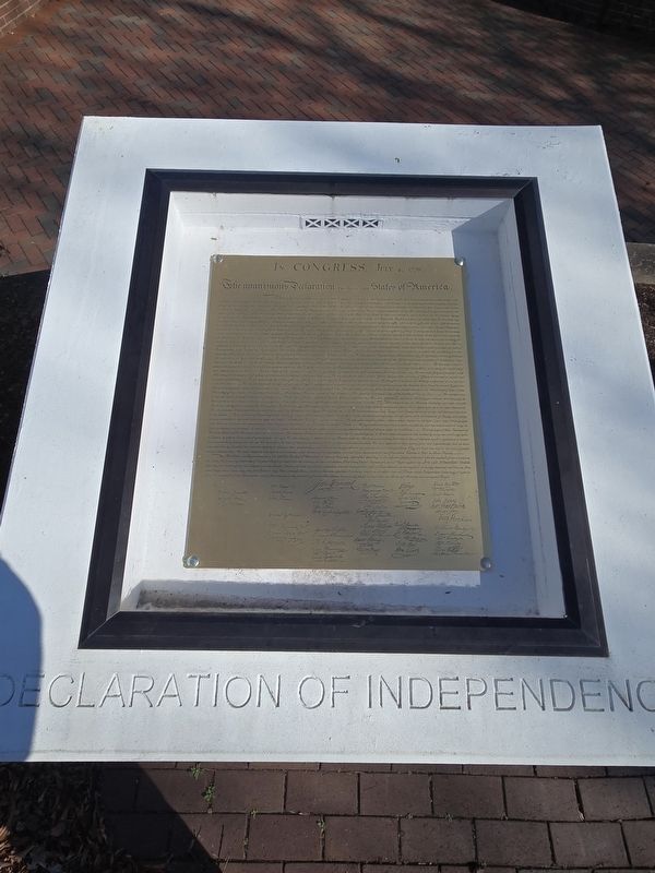 The Charters of Freedom Marker - replica display of the Declaration of Independence. Click for full size. The Charters of Freedom Marker - replica display of the Declaration of Independence image. Click for full size.