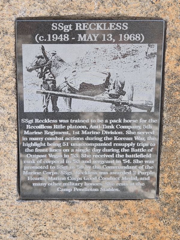 SSgt. Reckless Marker. Click for full size. SSgt. Reckless Marker image. Click for full size.