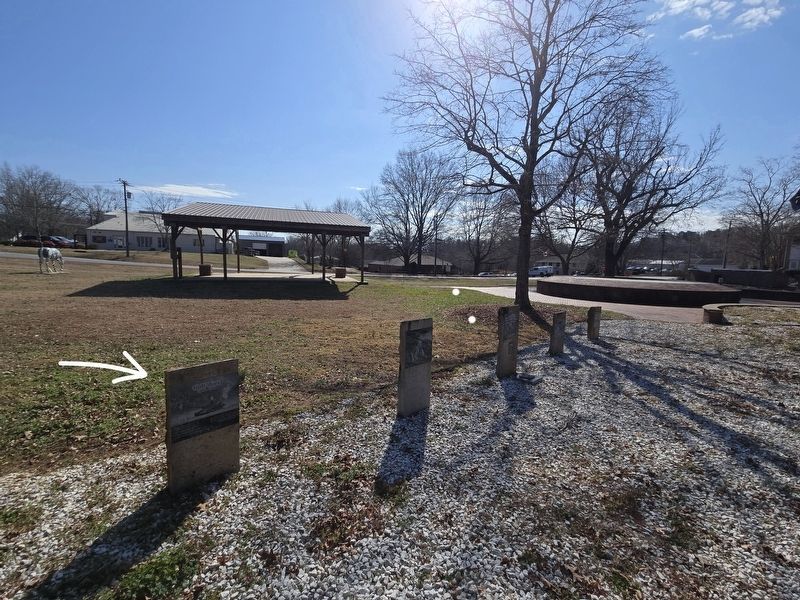 Full view of Veterans Park Memorials. Gulf Wars Marker indicated by the arrow. Click for full size. Full view of Veterans Park Memorials. Gulf Wars Marker indicated by the arrow image. Click for full size.