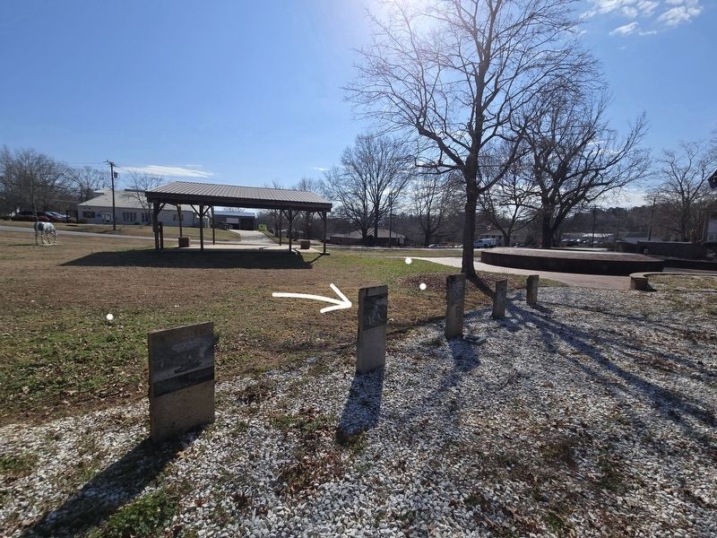 Veterans Park Memorials. Vietnam War Memorial indicated by the arrow image. Click for full size.