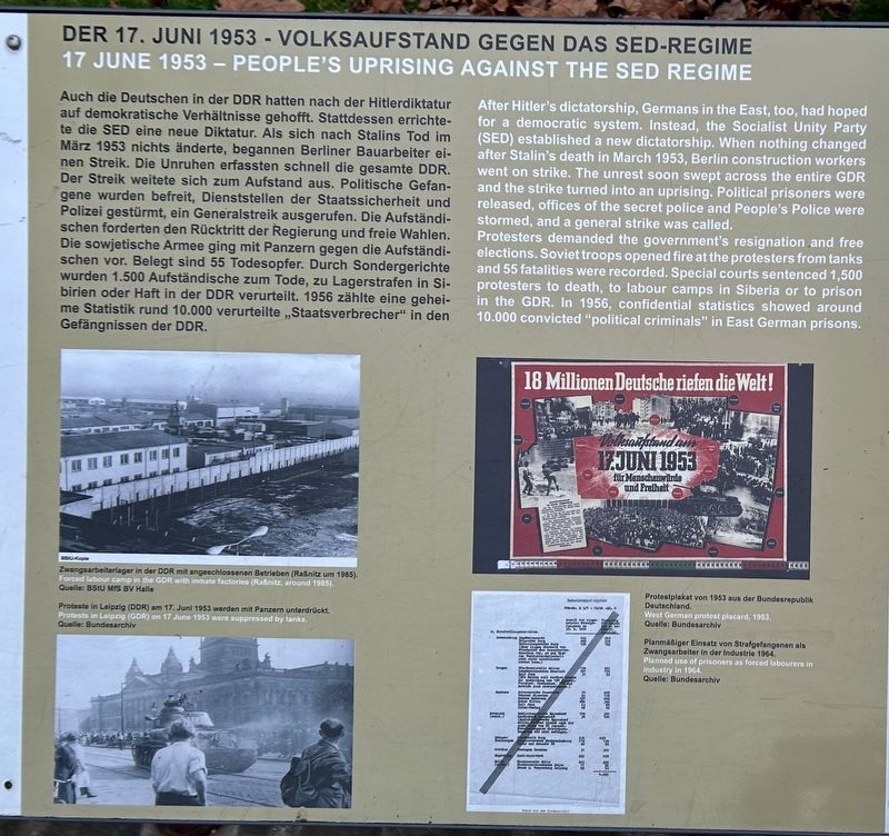Der 17. Juni 1953 - Volksaufstand Gegen das SED-Regime Marker image. Click for full size.