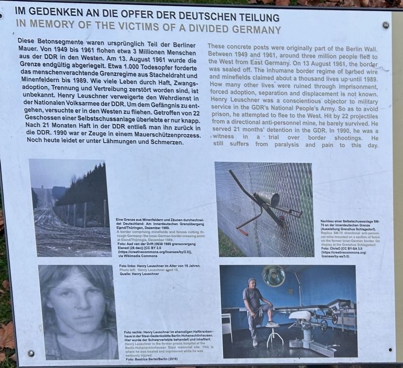 Im Gedenken an die Opfer der Deutschen Teilung Marker image. Click for full size.