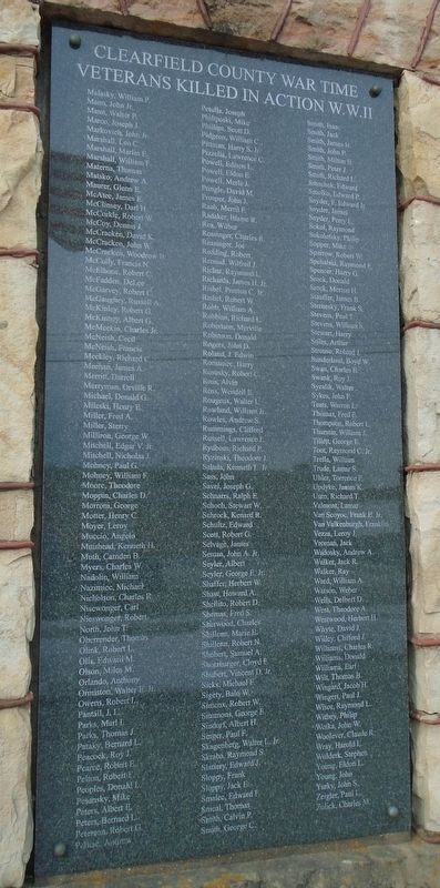 Clearfield County War Time Veterans Killed In Action World War II Marker image. Click for full size.