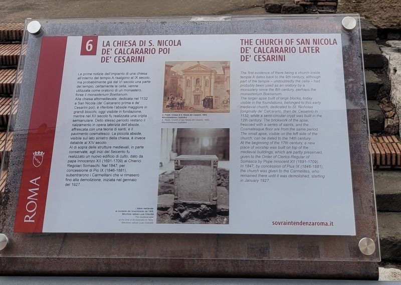 La Chiesa Di S. Nicola De' Calcarario Poi De' Cesarini Marker. Click for full size. La Chiesa Di S. Nicola De' Calcarario Poi De' Cesarini Marker image. Click for full size.