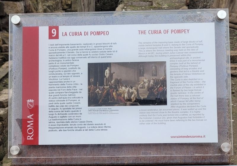 La Curia Di Pompeo / The Curia of Pompey Marker. Click for full size. La Curia Di Pompeo / The Curia of Pompey Marker image. Click for full size.