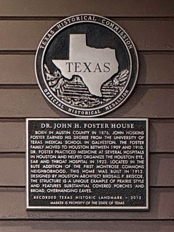 Dr. John H. Foster House Marker image. Click for full size.