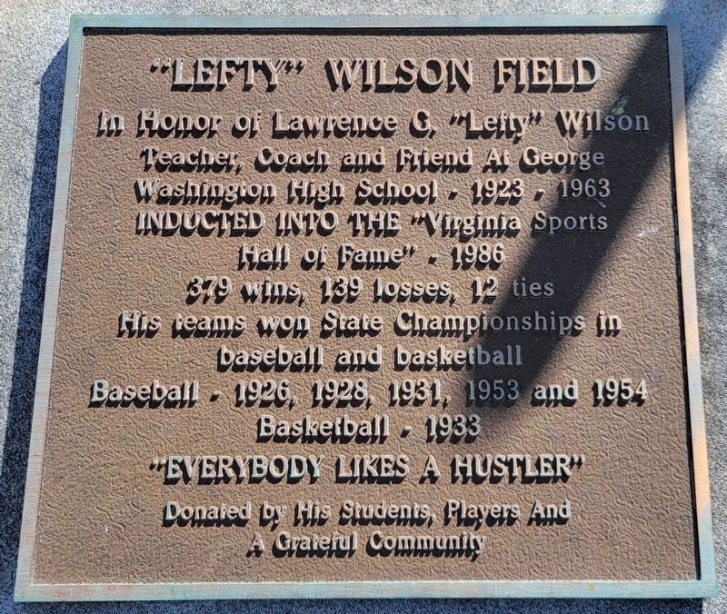 "Lefty" Wilson Field Marker image. Click for full size.