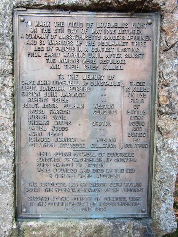 Lovewell's Fight Marker. Click for full size. Lovewell's Fight Marker image. Click for full size.