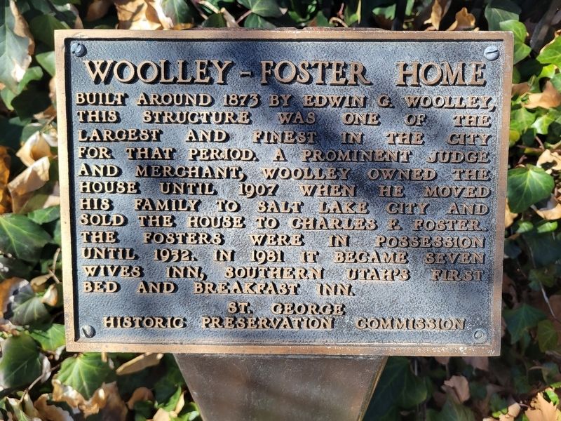 Woolley-Foster Home Marker. Click for full size. Woolley-Foster Home Marker image. Click for full size.