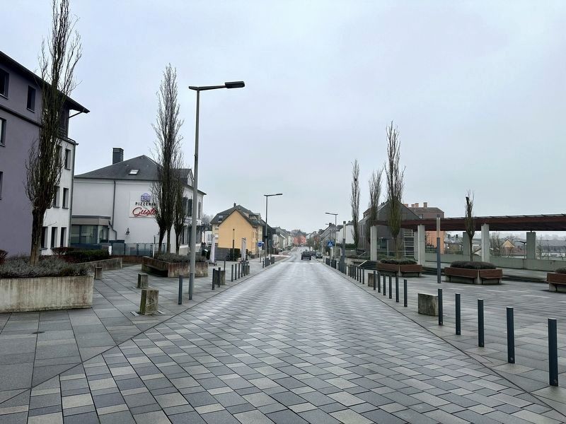 Haaptstrooss / Main Street - looking east from the marker site. Click for full size. Haaptstrooss / Main Street - looking east from the marker site image. Click for full size.