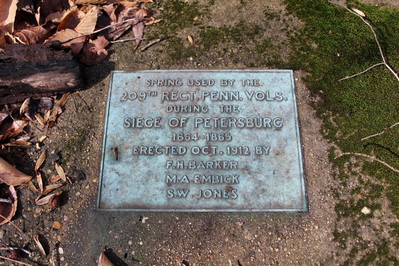 Spring Used By The 209th Regt. Penn Vols. Marker image. Click for full size.