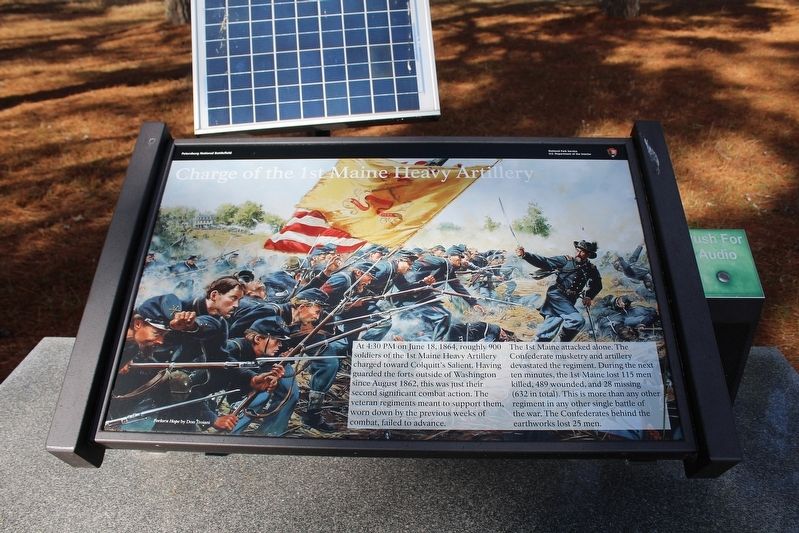 Charge of the 1st Maine Heavy Artillery Marker image. Click for full size.