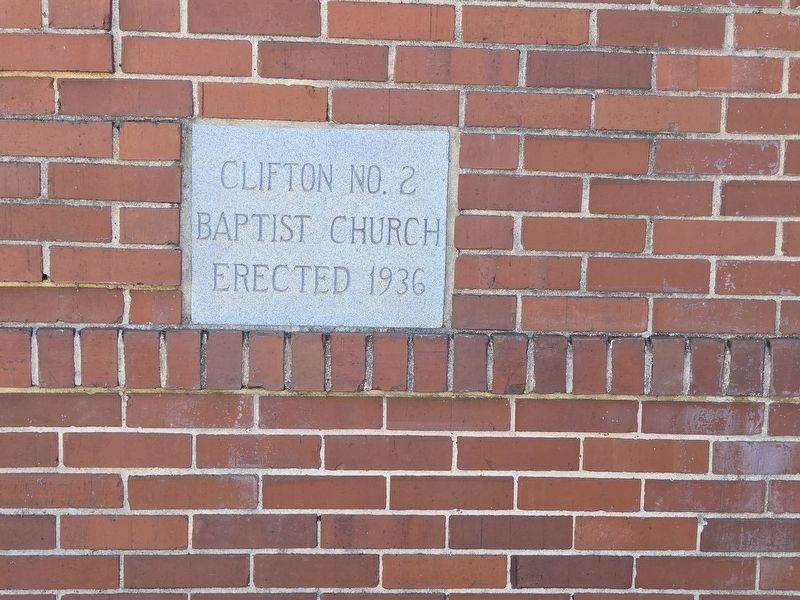 Clifton Second Baptist Church cornerstone from 1936 image. Click for full size.