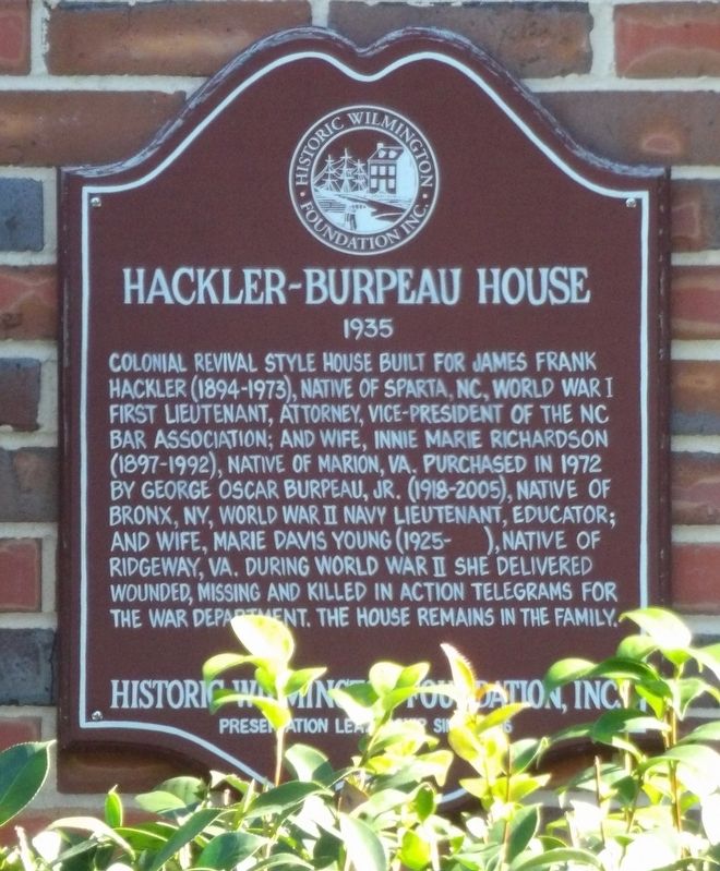 Hackler-Burpeau House Marker. Click for full size. Hackler-Burpeau House Marker image. Click for full size.