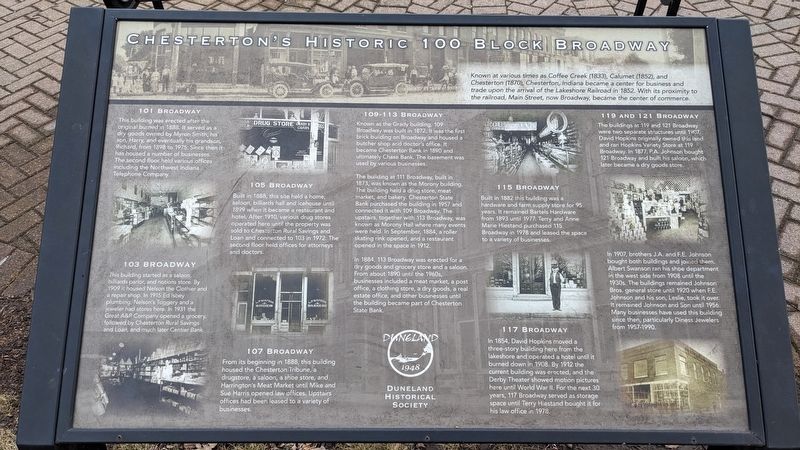 Chesterton's Historic 100 Block Broadway Marker image. Click for full size.