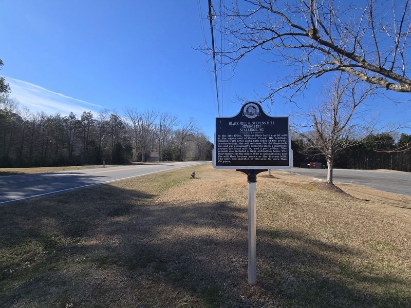 Blair Mill & Stevens Mill Marker looking south on Stevens Mill Rd. Click for full size. Blair Mill & Stevens Mill Marker looking south on Stevens Mill Rd image. Click for full size.