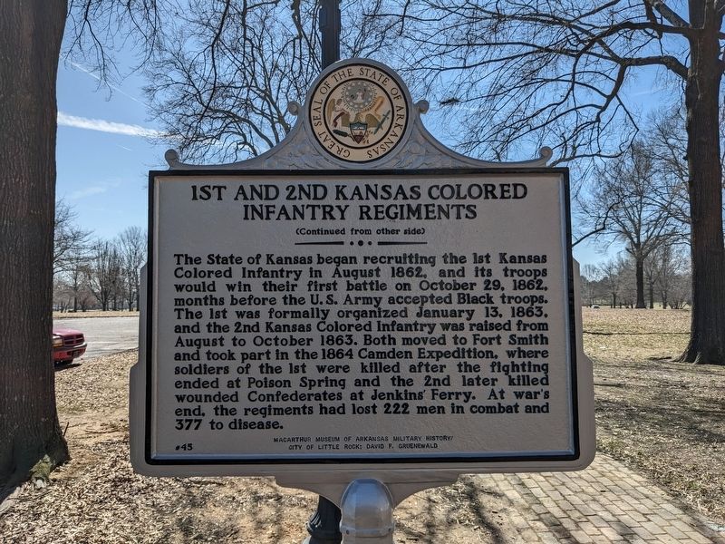1st and 2nd Kansas Colored Infantry Regiments side of marker image. Click for full size.