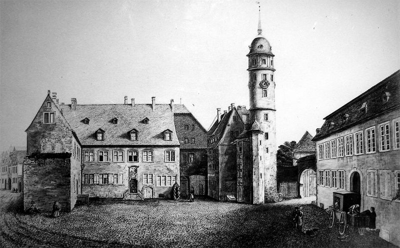 Wei�er Turm (White Tower) and old post building image. Click for full size.