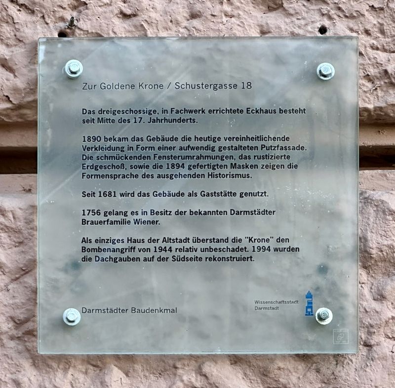 Zur Goldene Krone / Schustergasse 18 Marker image. Click for full size.
