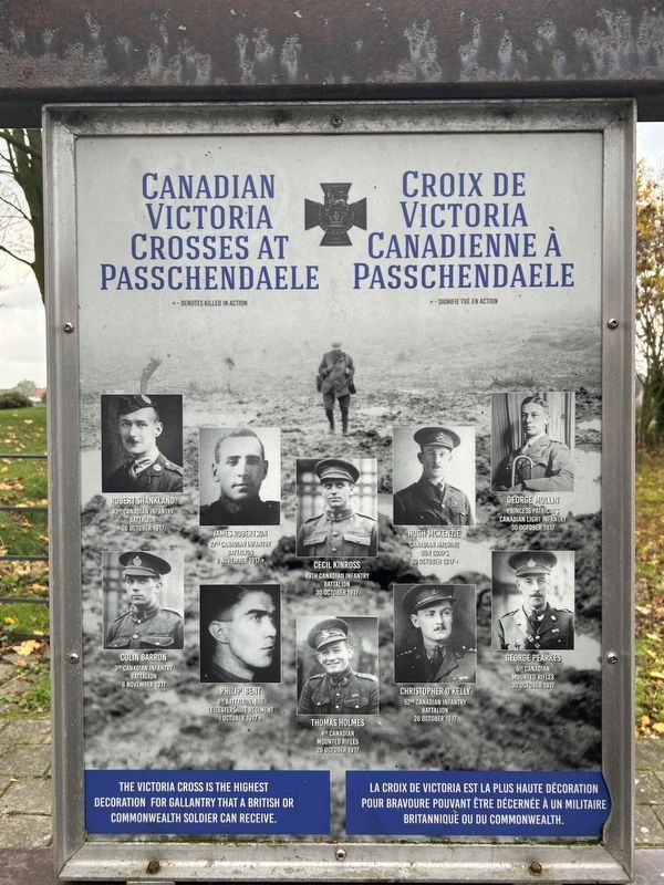 Canadian Victoria Crosses at Passchendaele Marker. Click for full size. Canadian Victoria Crosses at Passchendaele Marker image. Click for full size.