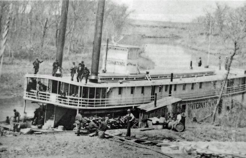 Marker detail: The steamboat, International,<br>on the Red River image. Click for full size.