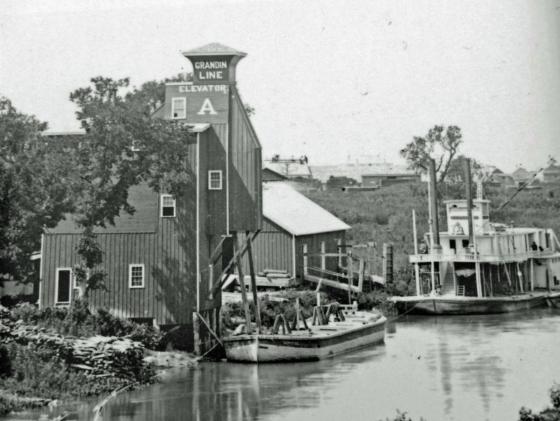 Marker detail: The J.L. Grandin tied up by the Grandin Lines Elevator image. Click for full size.